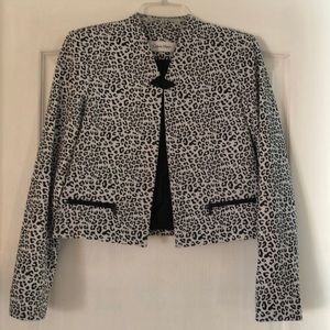Calvin Klein Cropped Leopard Print Blazer - Size 2